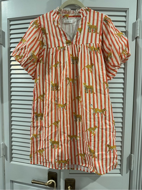 THML Dresses & Skirts - THML Coral & White Striped A-line Sundress with Cheetah Print